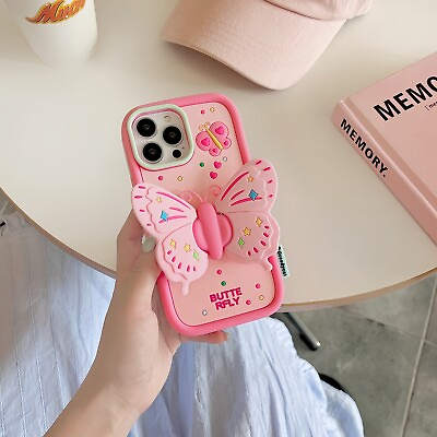 #ad ins Cute Butterfly Holder Silicone Soft Case For iPhone 14 Pro Max 14 13 12 11 $11.99