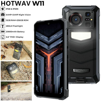 #ad HOTWAV W11 4G LTE Android Rugged Phone Unlocked Mobile 20800mAh Camping Light $242.42
