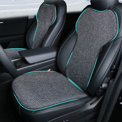#ad 7✖ Flax Car Seat Pad Cover Breathable Linen Protector Pad For Tesla Model 3 Y $123.00