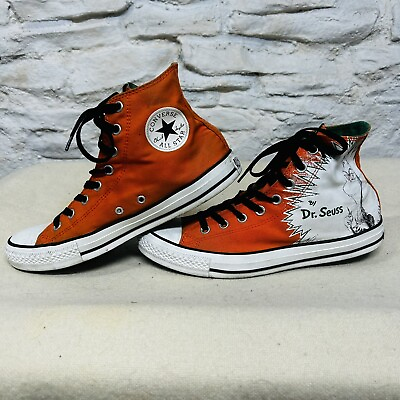 #ad Dr Seuss How the Grinch Stole Christmas Converse Size 9 High Tops Orange Green $79.95
