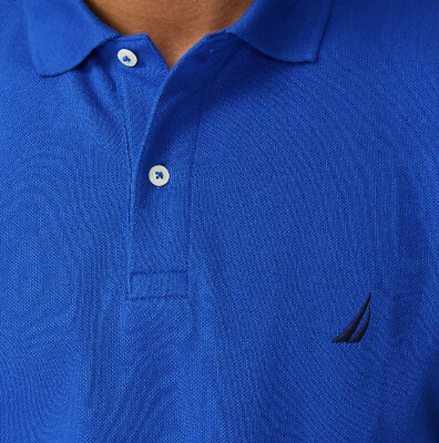 #ad Nautica Mens Polo Shirt Short Sleeve Golf Sport Blue LOGO Classic Fit $10.00