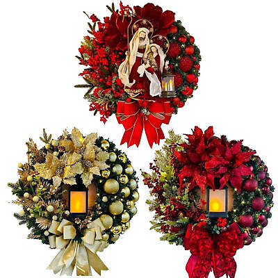 #ad 30cm LED Artificial Christmas Wreath Decorative Hanging Xmas Door Wreath $39.67