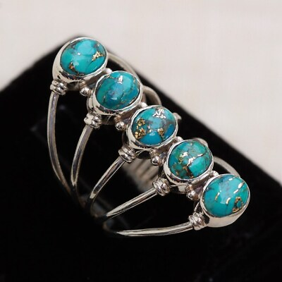 #ad Blue Turquoise Ring Sterling Silver Jewelry Copper turquoise rings Mohave $14.99
