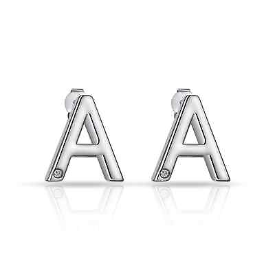 #ad Initial Earrings Letter A Created with Zircondia® Crystals by Philip Jones GBP 8.99