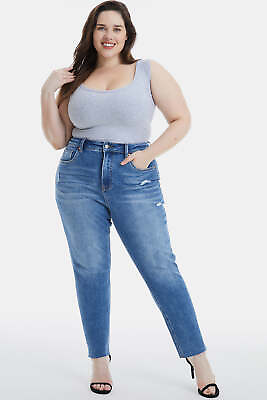 #ad BAYEAS Full Size High Waist Distressed Raw Hew Skinny Jeans $54.49