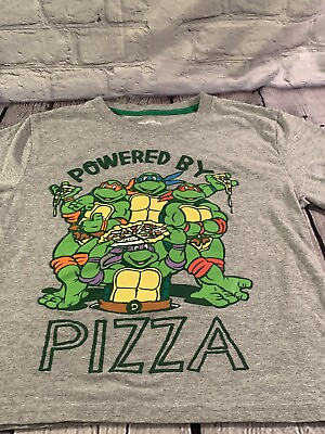 #ad Nickelodeon Teenage Mutant Ninja Turtles Youth TMNT Grey Green pizza Shirt XS $15.91