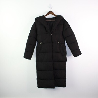 #ad River Island Shawl Collar Longline Padded Coat Black 8 $25.00