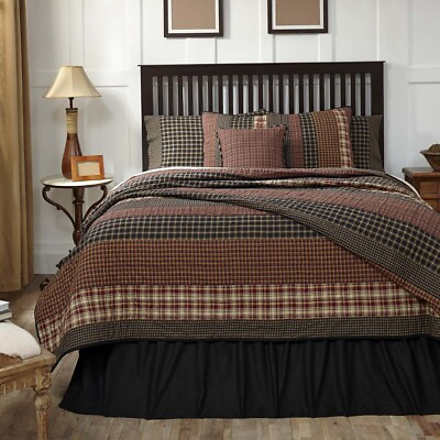 #ad Rustic Twin Quilt Red Patchwork Beckham Cotton Striped Bedroom Decor VHC Brands $89.95