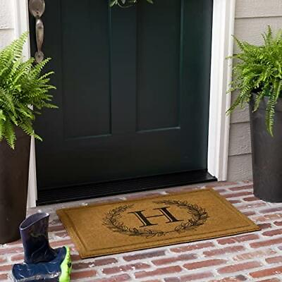 #ad Mohwk Home Outdoor Indoor Faux Coir Doormat Laurel Monogram H 1#x27;6quot; x 2#x27;6quot; $27.99