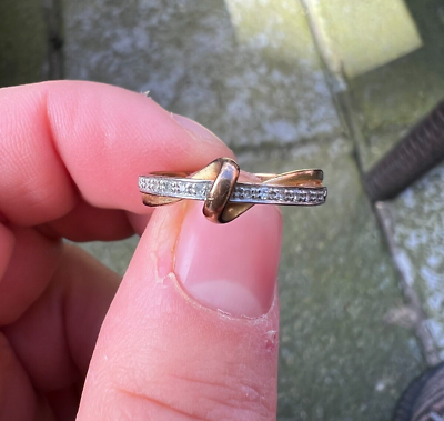 #ad 9ct Gold Natural Diamond Ring Size M 1 2 9k 375. GBP 115.50