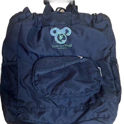 #ad Disney black bag backpack Love The World Mickey head graphic $20.00