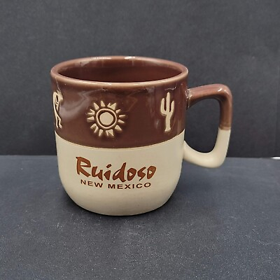 #ad Ruidoso New Mexico Coffee Mug Brown and Tan Stoneware Glazed Souvenir $12.00