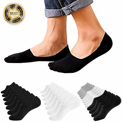#ad 3 12 Pairs Mens No Show Invisible Nonslip Loafer Solid Boat Cotton Low Cut Socks $6.99