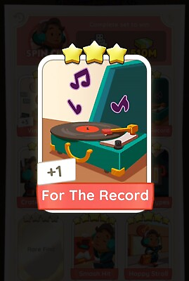 #ad Set 14 For the record Monopoly Go 3 Star Card Sticker ⭐⭐⭐ $1.99