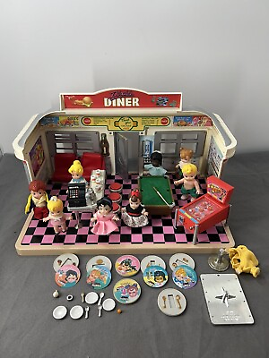 #ad Vintage Tyco Dixie#x27;s Diner Retro Toy Doll Accessories Dolls Table Chair 1989 $129.99