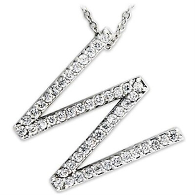 #ad Men Women Rhodium Plated Pave Simulated Diamond Initial Letter #x27;W#x27; Pendant Gifts $46.80