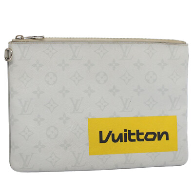 #ad LOUIS VUITTON Monogram White Zipped Pouch GM Clutch Bag M68310 LV Auth 56943 $275.20