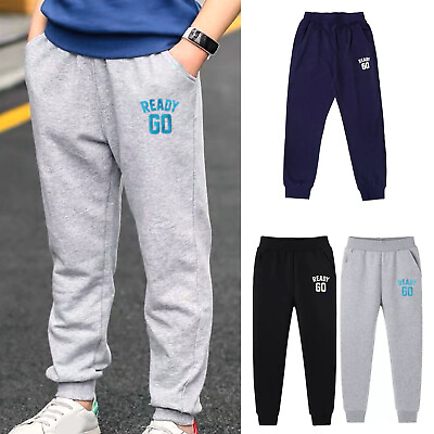 #ad US Kid Boys Jogger Sweatpants Solid Color Athletic Gym Workout Pant with Pockets $10.12