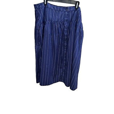 #ad Treasure amp; Bond Blue Navy Cotton Pinstripe Midi Skirt 2X NWT $28.00