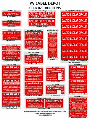 #ad 40 Premium UV Resistant Solar PV Safety Warning Photovoltaic System Labels $20.69