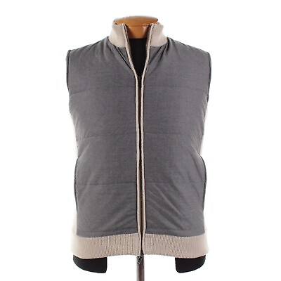 #ad Luciano Barbera NWT Wool Silk Cashmere Vest Size 52 L US In Gray amp; Beige $399.99