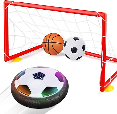#ad Kids Toys Hover Soccer Ball Set with 2 Goals Air Power Soccer LED Indoor Game S $25.99