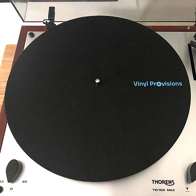 #ad Black Felt Turntable Mat with Vinyl Provisions Logo $13.99