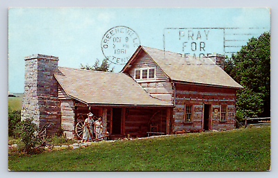 #ad Vintage Postcard Log Cabin Gift Shop Tusculum College Greeneville Tennessee $4.00