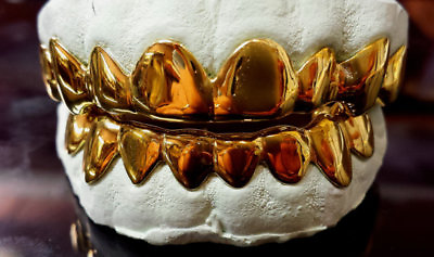 #ad 10K 14K Solid Yellow Gold Custom fit Plain REAL Gold Grill Grillz Gold Teeth $702.00