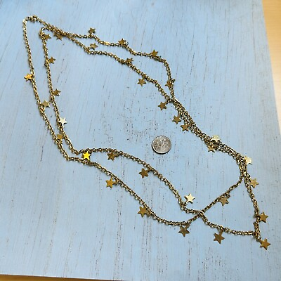 #ad Gold Vintage Long Dangle Star Station Necklace $18.99