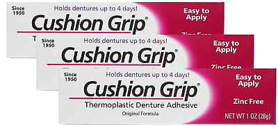 #ad Cushion Grip Soft Pliable Thermoplastic For Refitting Dentures 1 Oz 3 Pack NEW $30.99