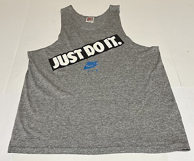 #ad Nike Vintage Gray Tag Mens Muscle Shirt Tank Top USA JUST DO IT Tag XL Measure L $29.97