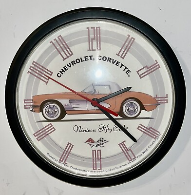 #ad Licensed 1958 Corvette Red Convertible Chevrolet General Motors Sign Wall Clock $24.75