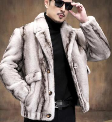#ad Mens Warm Fur Jacket Gold Mink Winter Short Thicken Suit Coat Warm Button Jacket $140.67