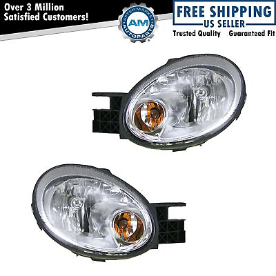 #ad Headlights Headlamps w Chrome Bezel Left amp; Right Pair Set for 03 05 Dodge Neon $78.79