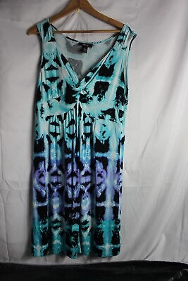 #ad Womens Style amp; Co Dress Size XL V Neck Bright Tie Die $13.99