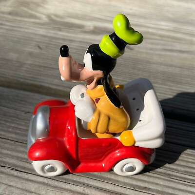 #ad Walt Disney Goofy Driving Red Convertible Salt and Pepper Shakers $35.00