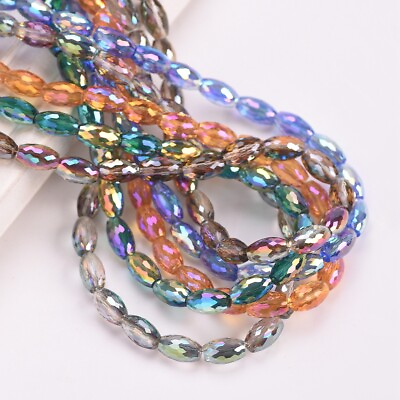 #ad 20pcs Oval Faceted 10x6mm Colorful Crystal Glass Loose Beads For DIY Jewelry $2.98
