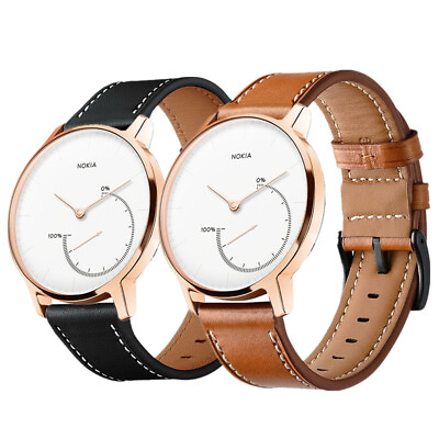 #ad For Nokia Withings Steel HR Activite Band Classic Genuine Leather Watch Strap $10.99
