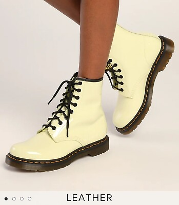 #ad NEW Boots Dr. Martens 1460 Patent Leather Boots Toilet Cream Women#x27;s size 5 $100.00