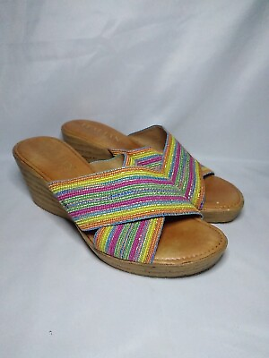 #ad Italian Shoemakers Womens Wedge Platform Sandals Multicolor Size 8.5 $14.99