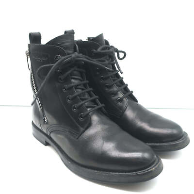#ad Saint Laurent Ranger Zip Combat Boots Black Leather Size 38.5 Flat Ankle Boots $499.00