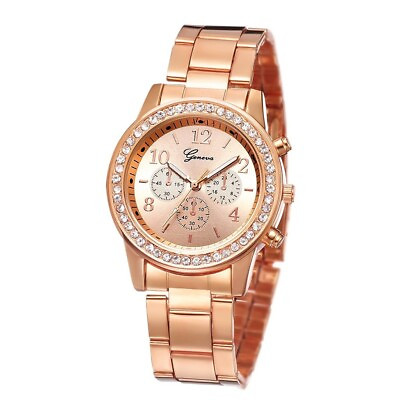 #ad Women#x27;s Luxury Rose Gold Steel Quartz Mechanical Wrist Watch Business Gift $16.99