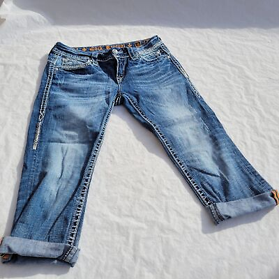 #ad Rock Revival Sasha Capri Jeans Womens Blue Size 28 Hot Style Distress $38.24