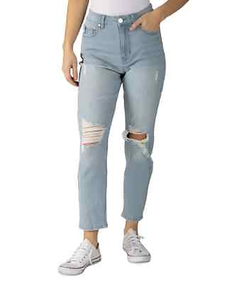 #ad New Indigo Rein Juniors 15 31 Mom Fit High Rise Denim Jeans Distressed NWT $21.84