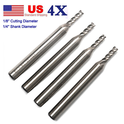 #ad 4x 1 8quot;Cutting Dia. HSS CNC End Mill Milling End Cutter Drill Bit 1 4quot; Shank US $10.99
