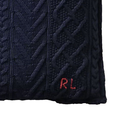 #ad NEW RALPH LAUREN HOME THROW PILLOW RL CABLE KNIT SWEATER 20 in SQUARE SOLD OUT $224.99