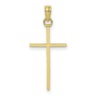 #ad 10k Yellow Gold Polished Cross Charm Pendant $56.99