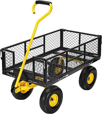 #ad Mesh Garden Cart Utility Wagon W Removable Sides Folding Heavy Duty Steel Black $204.74