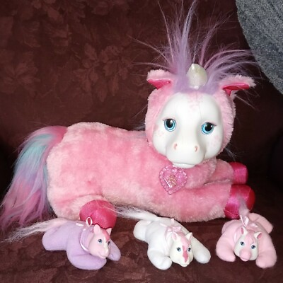 #ad Pony Surprise Unicorn Pink Plush Baby Horse Pony Stuffed Toy Cotton Candy Hair S $22.49